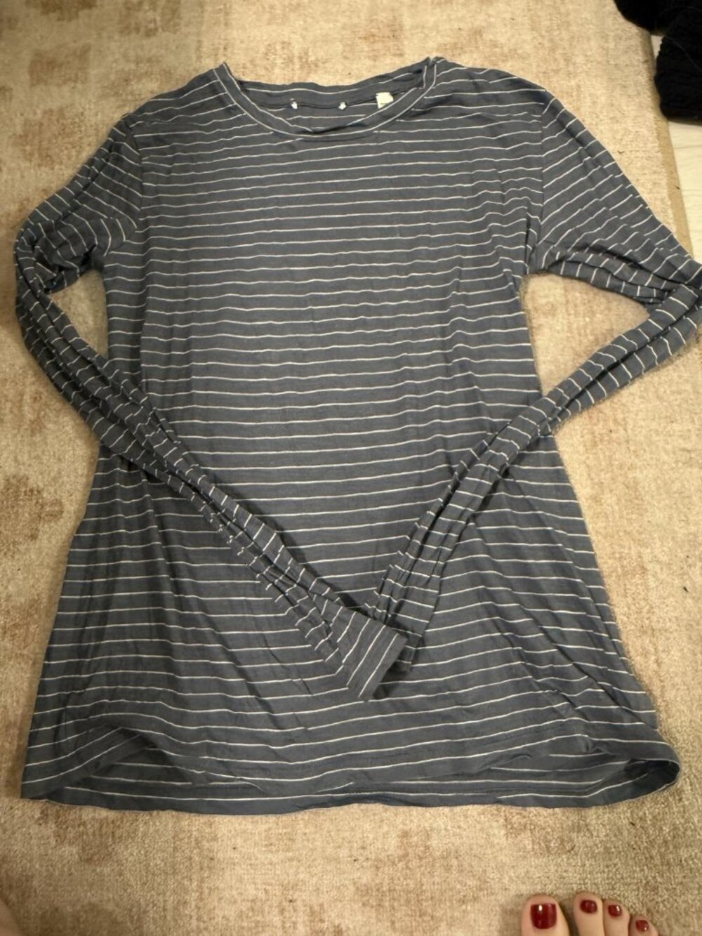 Vince Striped 100% Pima Cotton Long-Sleeve Tee Size M Made in Peru